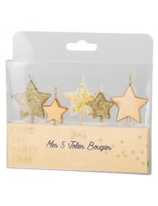 Velas Estrelas Glitter Ouro